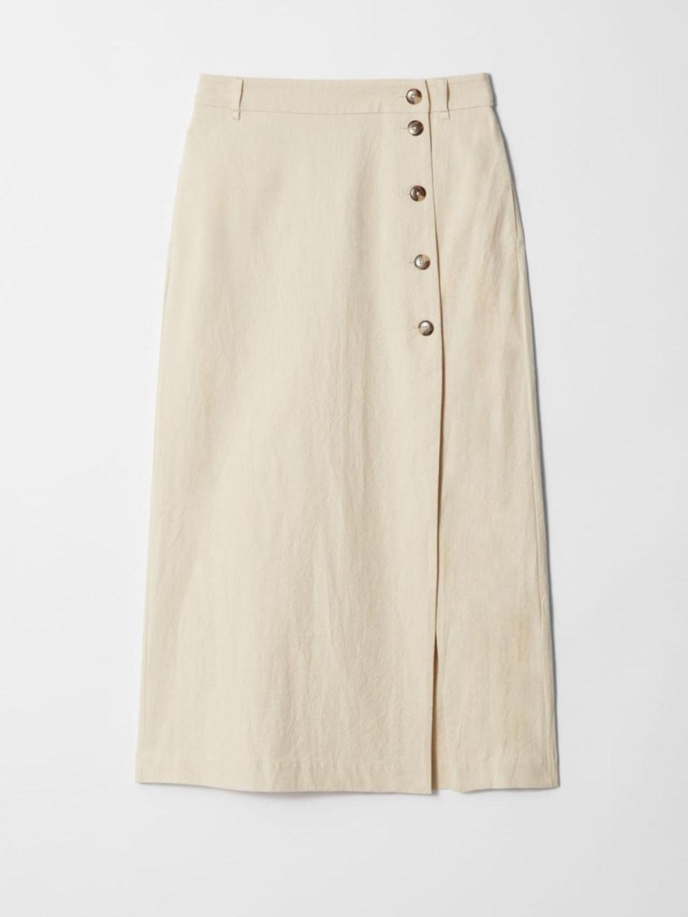 & Other Stories Midi Pencil Skirt Beige A-Line Hemp Cotton Size 10 NWT